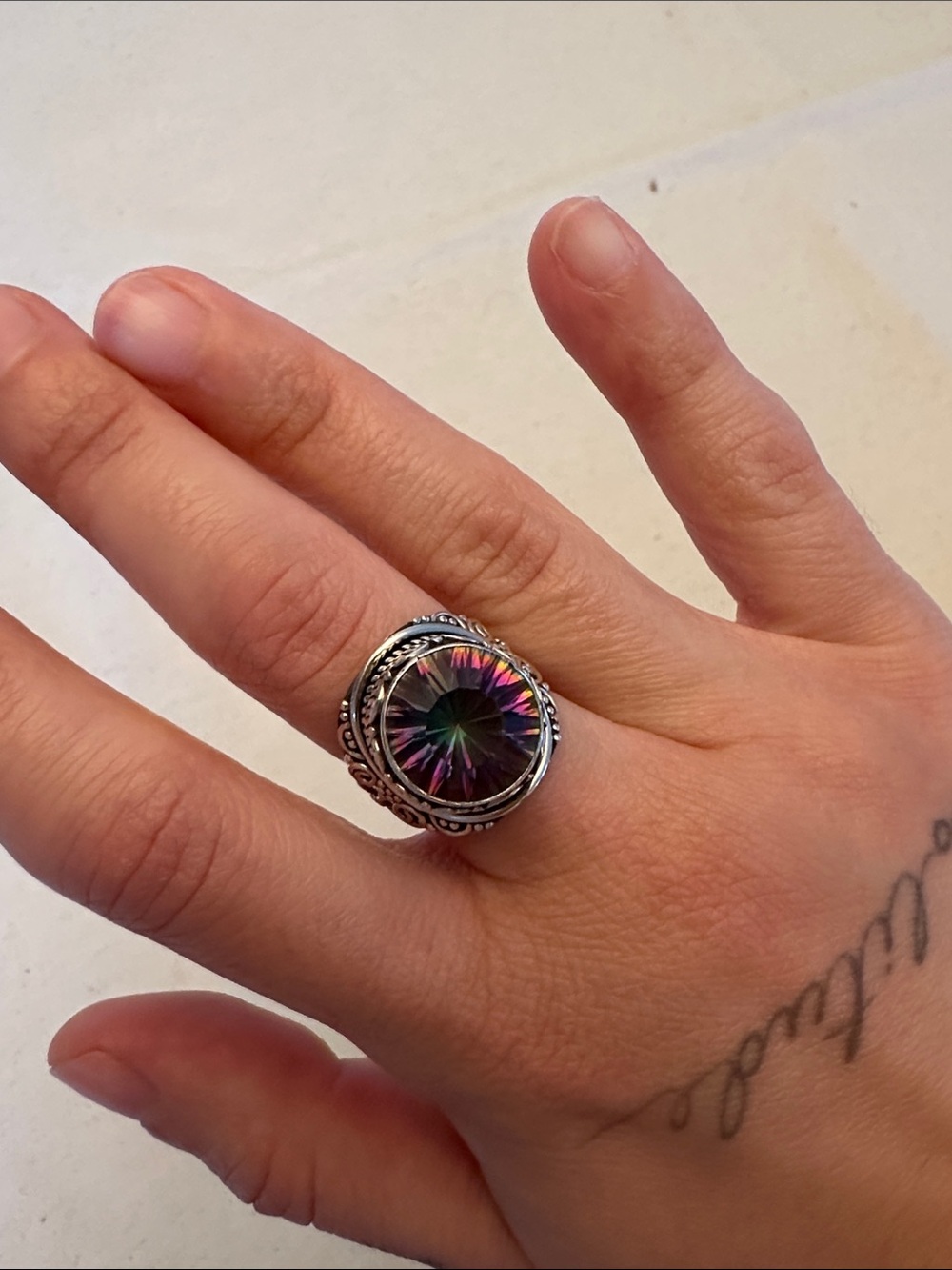 Mystic Rainbow Topaz Sterling Silver Ring - Picture 14 of 14